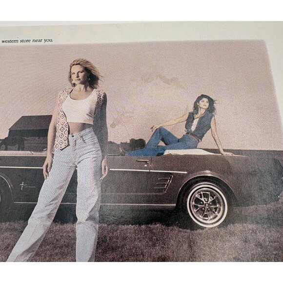 Denum Jeans Vintage Print Ad 1990s Panhandle Slim 60s Convertible Mustang Car - Picture 6 of 7